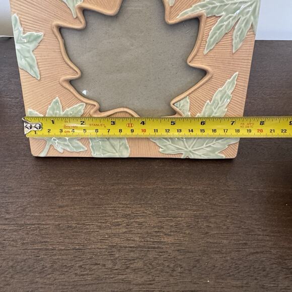 Ceramic Photo Frame 3D Maple Leaf Ceramic Glazed Textured 7" X 7" Nature Fall - Picture 6 of 13